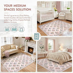 Wonnitar 8x10 Washable Rug, Boho Ultra-Thin Non Slip Soft Moroccan Floral Large - Image 5