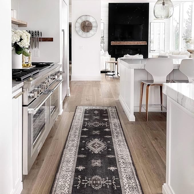 RUGGABLE Washable Vintage Area Rug – Verena Dark Wood 8x10, Stain-Resistant - Image 9