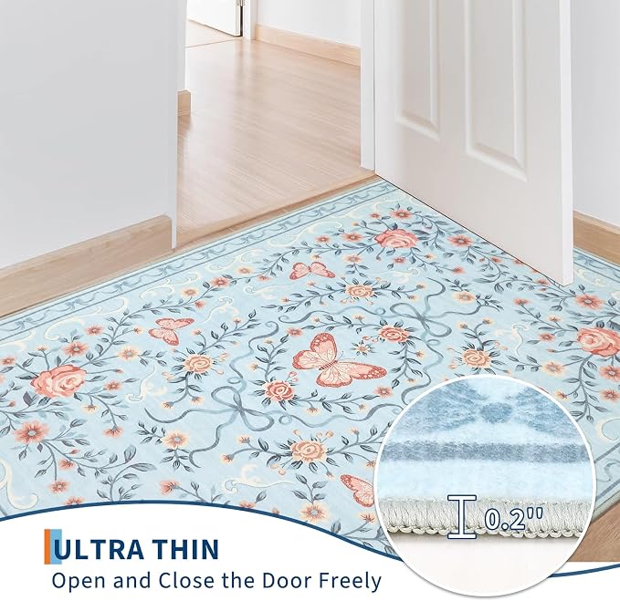 GarveeHome 3x5 Small Area Rug for Bedroom Floral Washable Rugs Non Slip Stain - Image 4