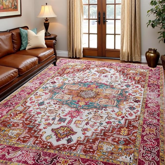 Large Area Rugs 8x10 for Living Room, Washable Vintage Rugs -Low Pile, Soft - Image 2
