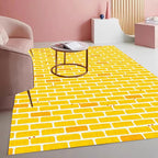 Rustic Brick Texture Area Rug 9x12 Yellow Farmhouse Washable Non Slip Living by Mamatong