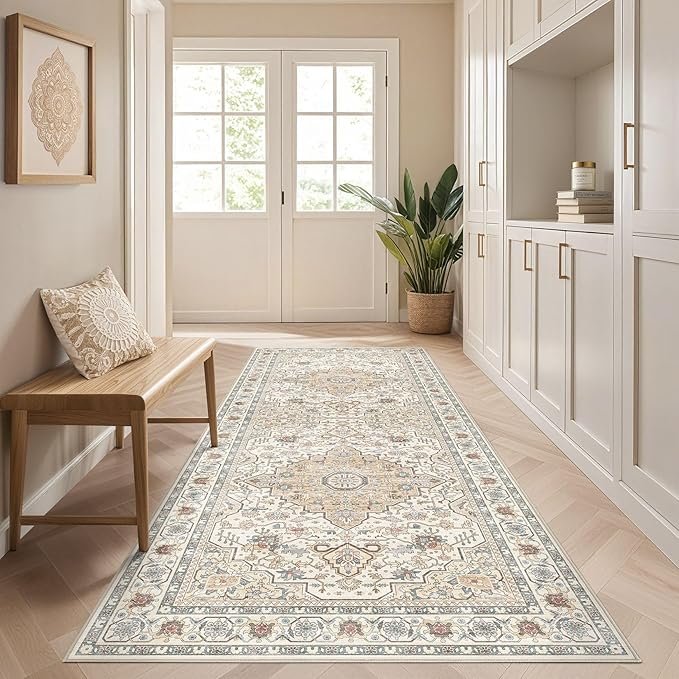 Runner Rug Kitchen Washable Rugs: 2x6 Non-Slip Boho Soft Vintage Stain - Image 3