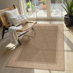 Moynesa Brown Striped Border Easy Jute Indoor Outdoor Entryway Rug 3x5 by Moynesa