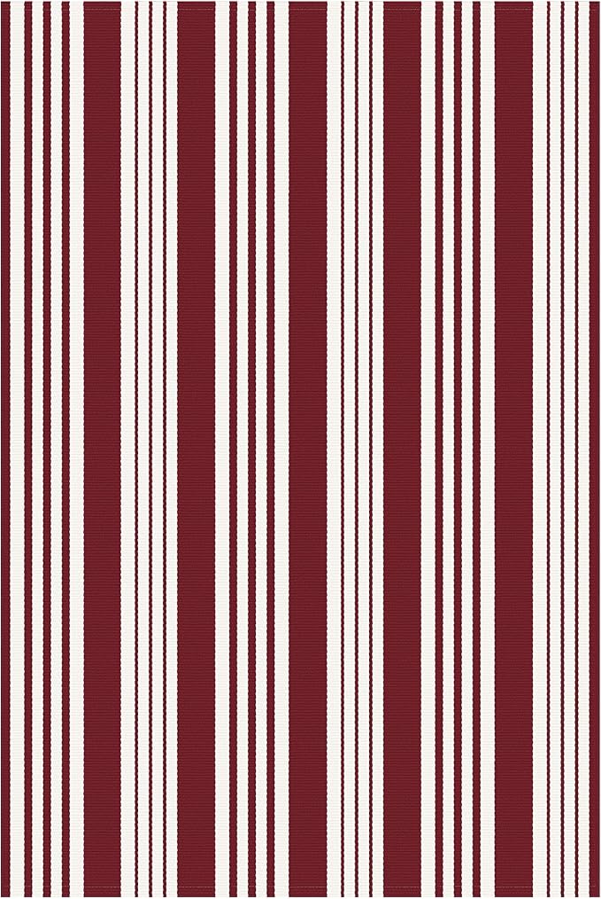KOZYFLY Striped Outdoor Rug 4x6 Ft Red and White Christmas Front Door Rug Woven - Image 9