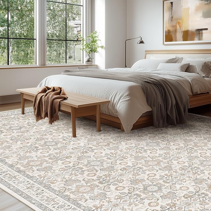 WITSHOCK Living Room Area Rugs 9x12: Soft Non-Slip Backing Washable Rugs - Image 4