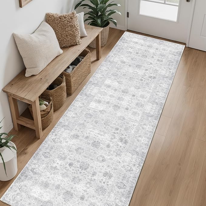 Hallway Runner Rug 2x6 Washable Area Rugs, Vintage Floral Rug Soft Non Slip - Image 2