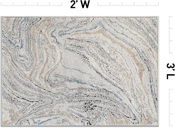 Rugshop Marble Swirl Distressed Gray Area Rug 2' x 3' Modern Indoor Rug - Image 2