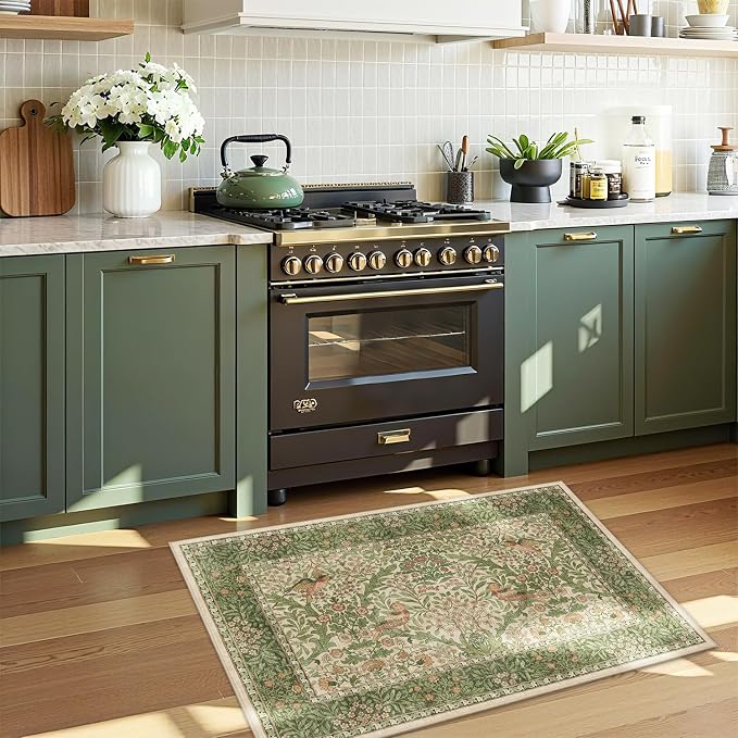 2x3 Floral Washable Area Rug for Entryway, Vintage Boho Rugs for Living Room - Image 3