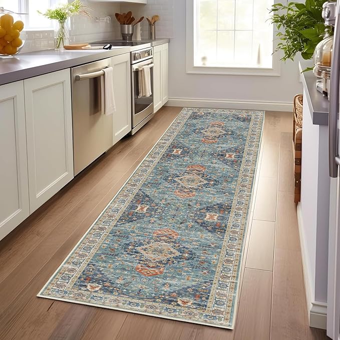 Enkor Runner Rugs for Hallway, 2.6x8 Washable Soft Non Slip Floor Rugs for by EnkorStore