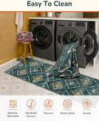 Area Rug 4x6 Rug Machine Washable Non-Slip Low Pile Print Pattern Western Rug - Image 3