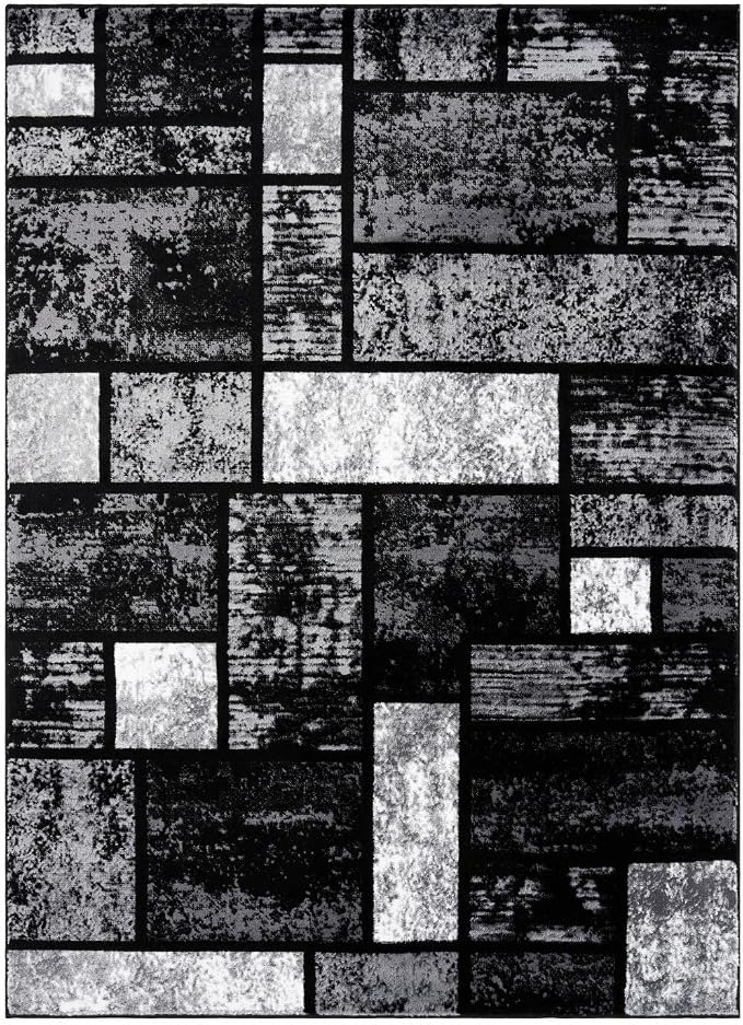 LUXE WEAVERS Modern Geometric Squares 10007 Gray 5x7 Area Rug - Image 3