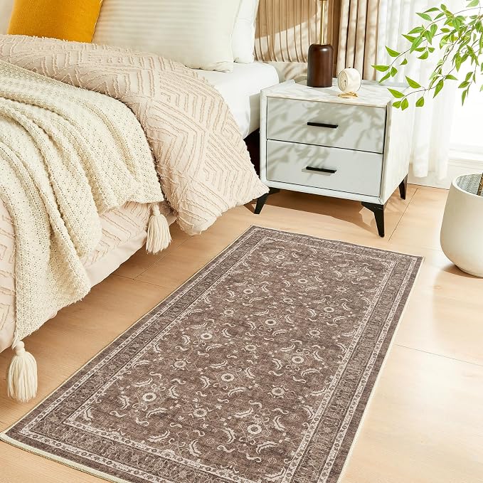 WITSHOCK Washable 2x4 Entryway Area Rug, Soft Non-Slip Rugs Vintage Flower - Image 4