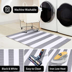 KOZYFLY Striped Outdoor Rug 3x5 Ft Front Door Rug Gray and White Hand Woven - Image 8