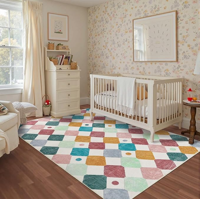 jinchan Macy Area Rug 5x7 Kids Washable Indoor Floor Cover Non-Slip Modern Soft by JINCHAN