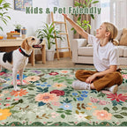 Area Rugs 9x12 Living Room: Floral Washable Rug Vintage Large Soft Boho - Image 7