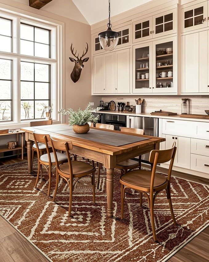 Area Rug 10x14 Rug Machine Washable Non-Slip Low Pile Print Pattern Western Rug - Image 8