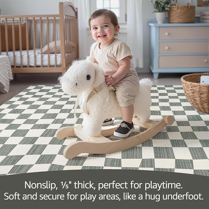 jinchan 2x3 Kids Area Rug Washable Indoor Entryway Doormat Modern Checkered - Image 4