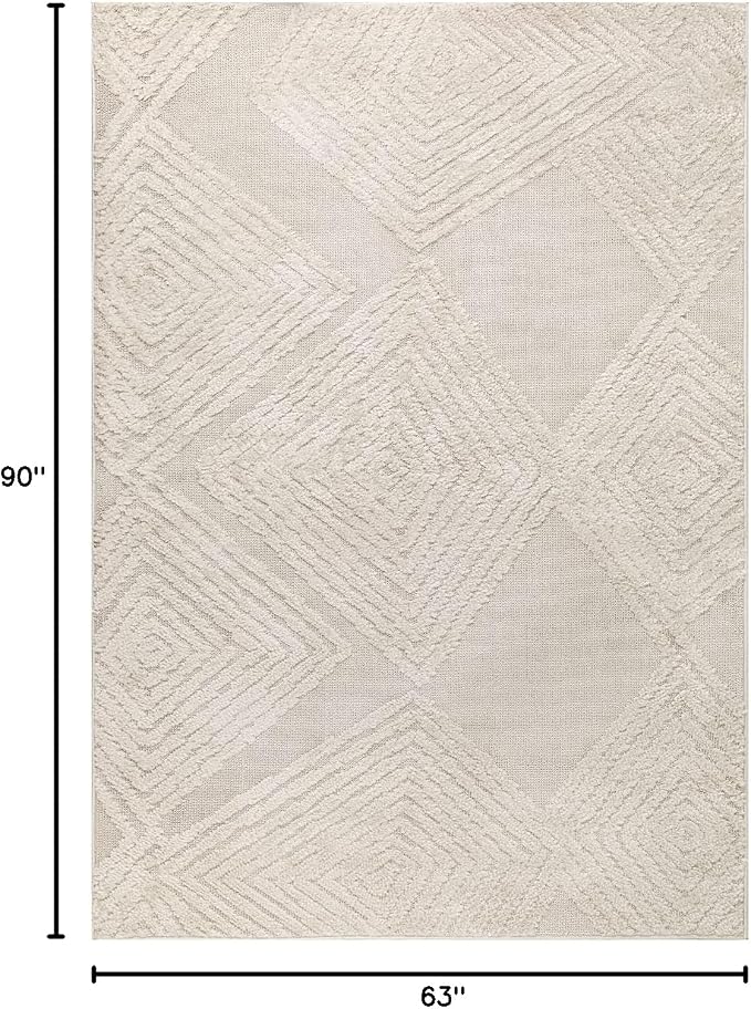 Antep Rugs Palafito 5x7 Geometric Shag Diamond High-Low Pile Textured Indoor - Image 2