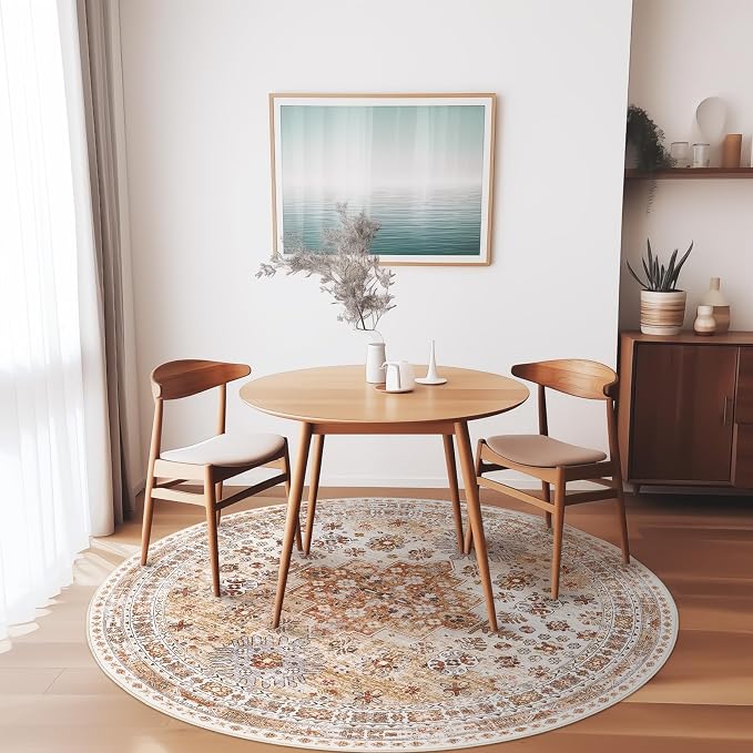 zesthome 8ft Round Rugs for Living Room, Non-Slip Washable Round Area Rugs - Image 8