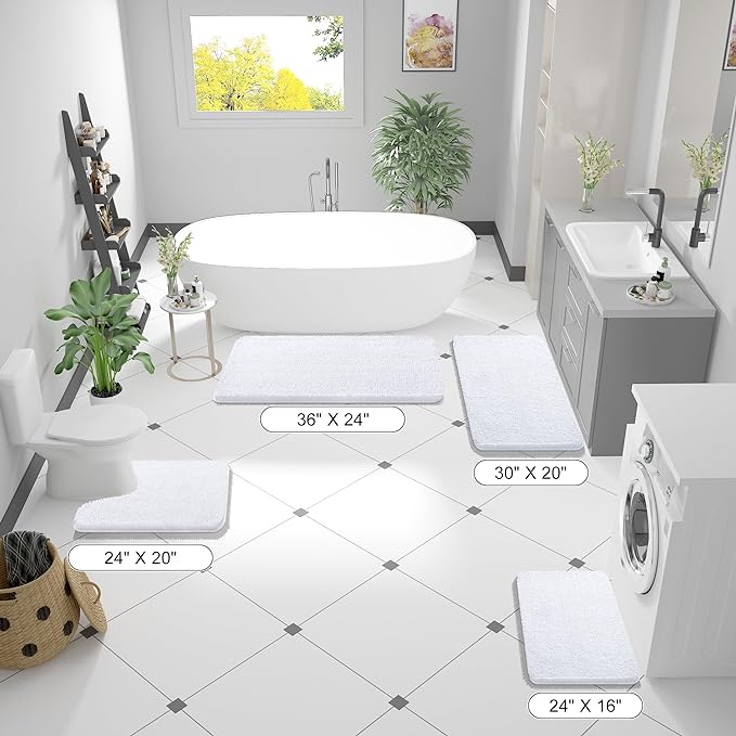 OLANLY Bathroom Rugs 36x24, Extra Soft Absorbent Chenille Bath Rugs, Rubber - Image 2