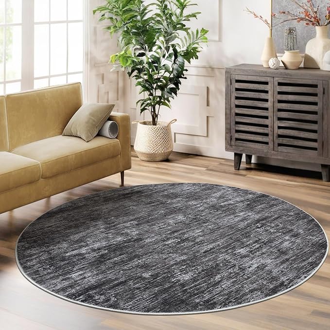 RUGSREAL 3x3 Round Area Rug Small Washable Circle Rug Non Slip Stain Resistant by RUGSREAL