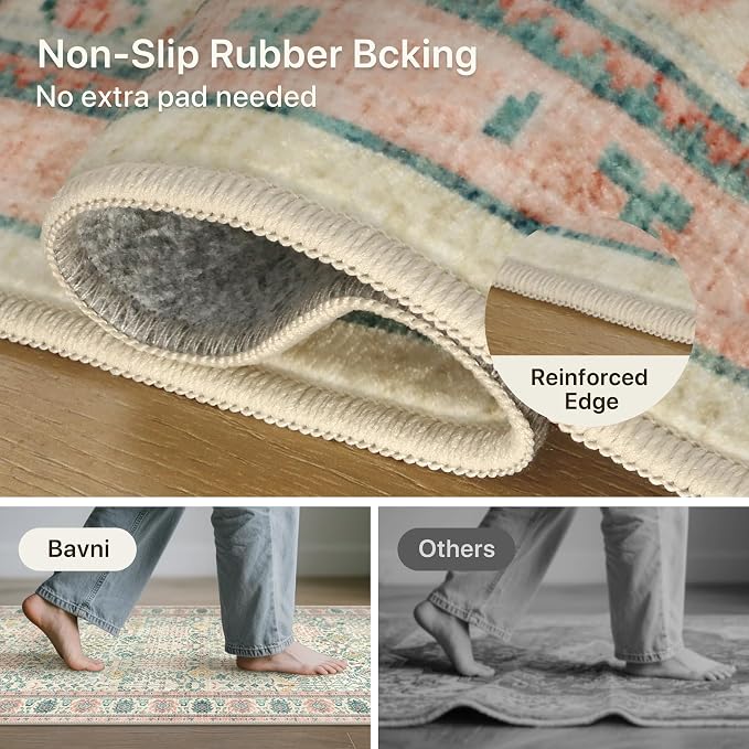 Bavni 2'6''x6 Rug Runners for Hallways, Washable Runner Rug Non Slip, Vintage - Image 5