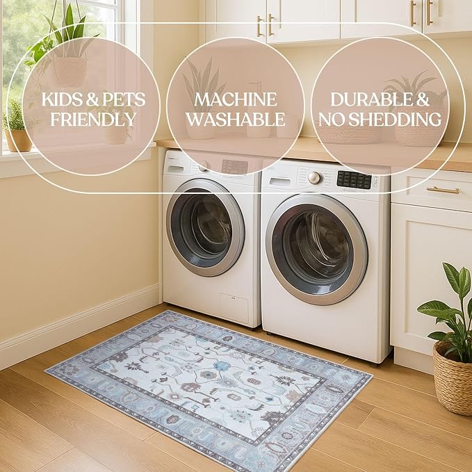 Fame Living Cream Grey Oushak Rug, Extra Large Area Rugs - Image 6