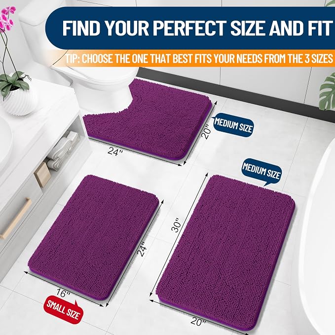 OLANLY Bathroom Rugs 24x16, Extra Soft Absorbent Chenille Bath Rugs, Rubber - Image 2