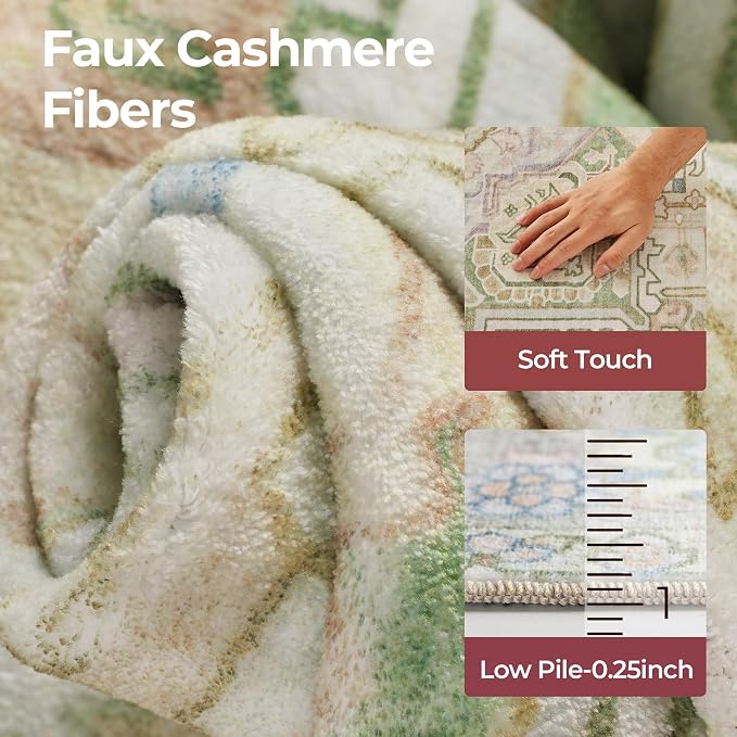 Kokia 9x12 Washable Sage Green Area Rugs - Image 4