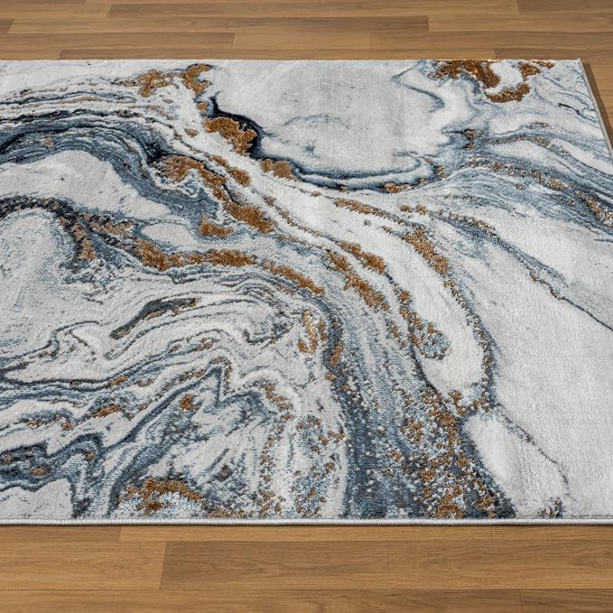 LUXE WEAVERS Marble Effect Abstract Blue 6x9 Area Rug - Image 4