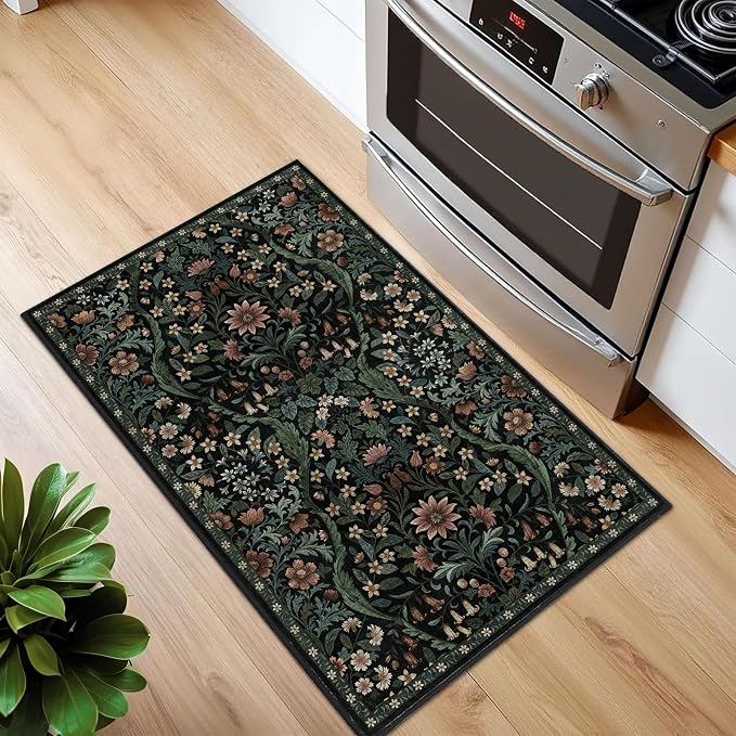 Floral 2x3 Entryway Rug, Washable Front Door Mat Indoor Non Slip Low Pile Small - Image 4