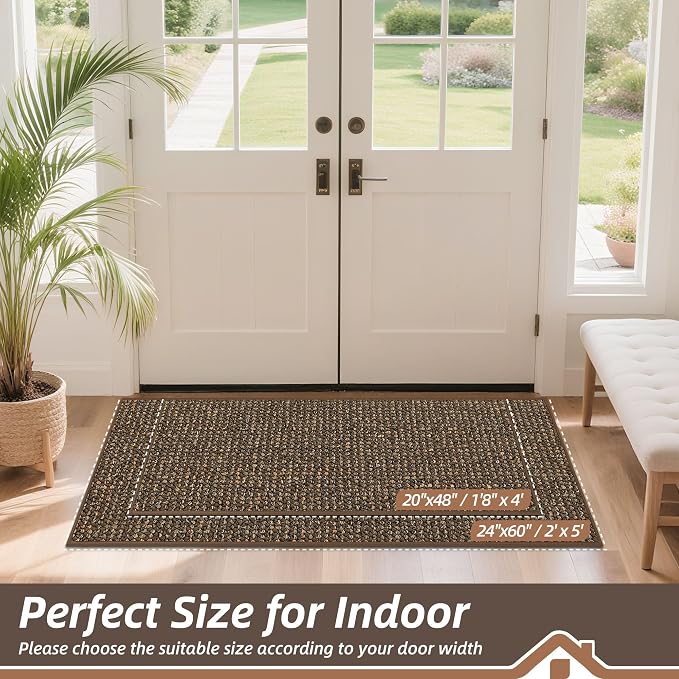 BEQHAUSE Dirt Trapper Door Mat 20" x 48", Non-Slip Washable Doormats Entrance - Image 2