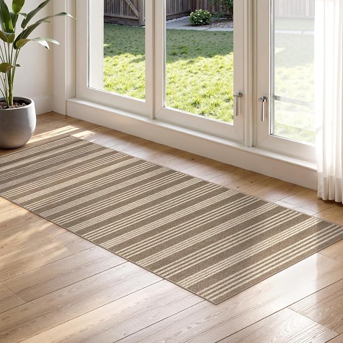 Lahome Striped Easy Jute 2x6 Runner Rug, Farmhouse Kitchen Rugs Non Slip - Image 6