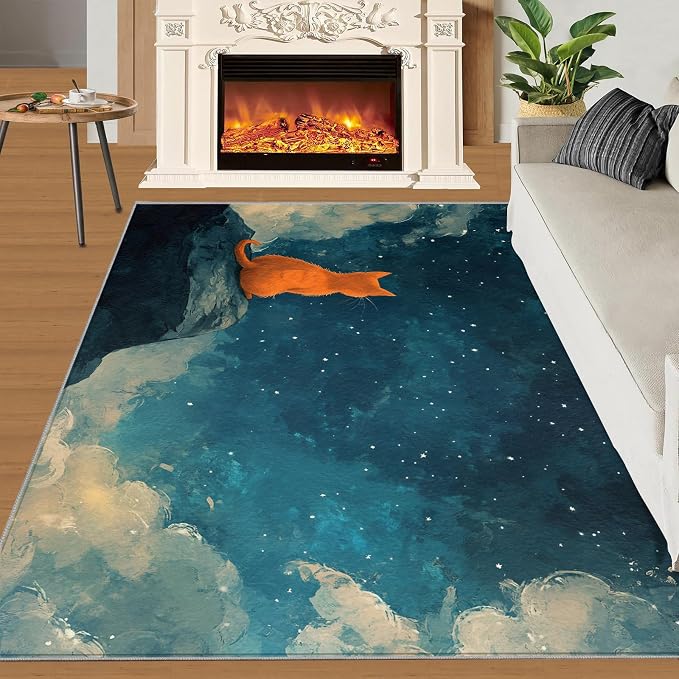 Orange Cat Rugs for Bedroom - Image 2