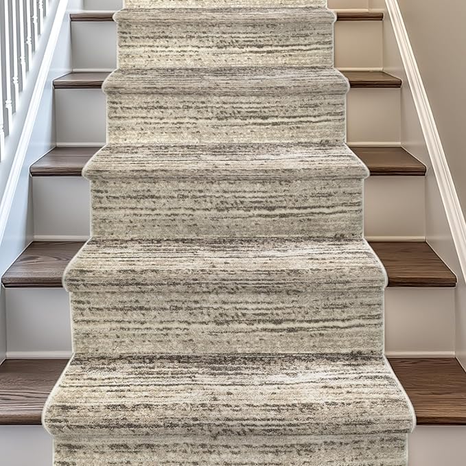 Well Woven Custom Size Hallway & Stair Runner- Harlow Delphi Cream Beige 31 by WellWovenRugs