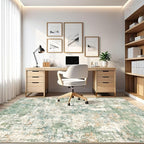 5x7 Area Rugs Living Room: Washable Large Abstract Soft Green Rug Stain - Image 8