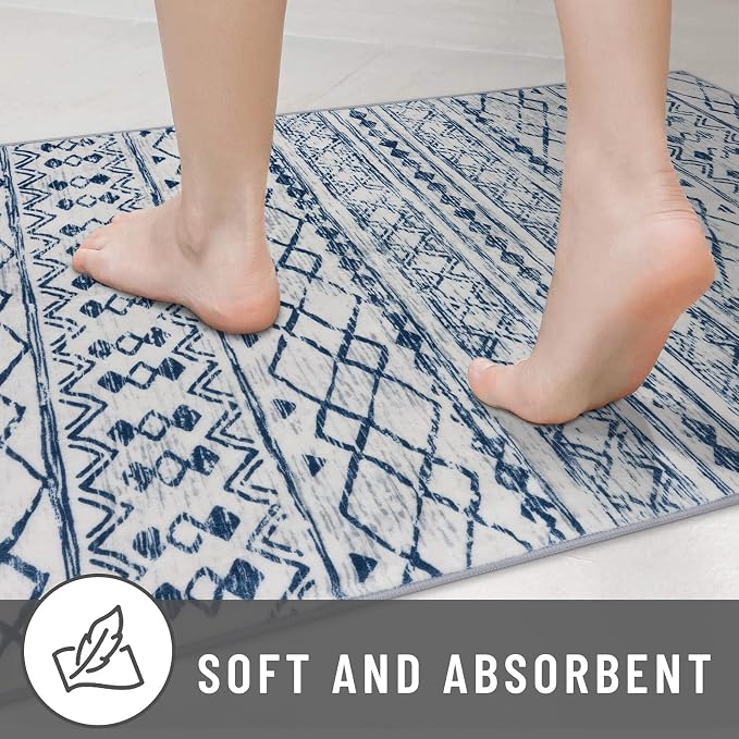 KUTA Moroccan 8x10 Rugs for Living Room Blue White, Washable Boho Area Rug - Image 7
