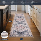 PURRUGS Vintage Farmhouse Boho Runner Rug 2x8 ft, Non-Slip Machine Washable Rug - Image 3