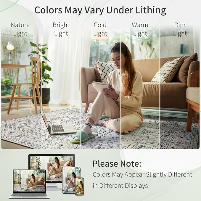 Enkor Area Soft Rugs 6x9 Washable Non Slip Boho Floor Rugs - Image 3