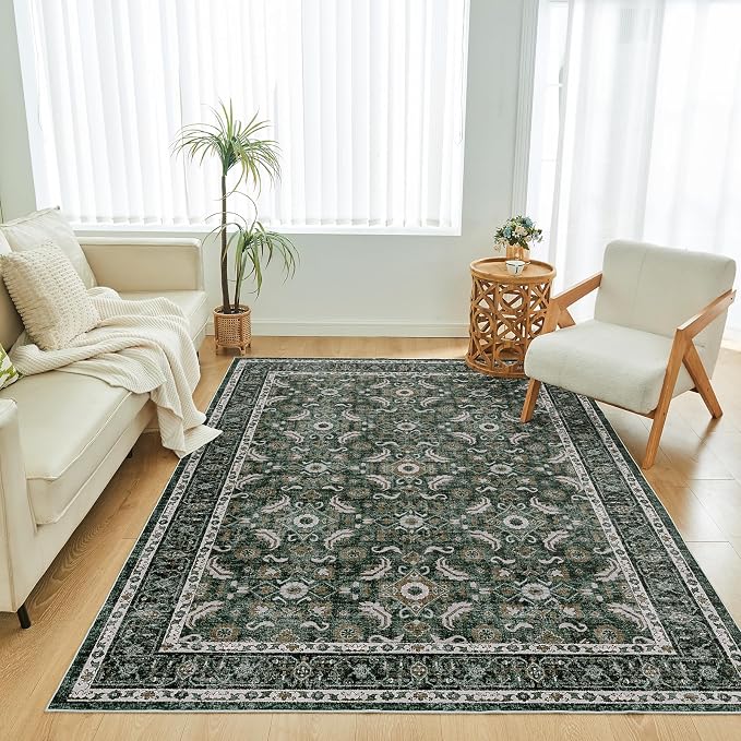WITSHOCK Living Room Area Rugs 5x7: Soft Non-Slip Backing Washable Rugs Vintage - Image 3