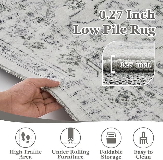 Large Farmhouse Area Rugs 9x12 for Living Room, Distressed Medallion Printed - Image 5