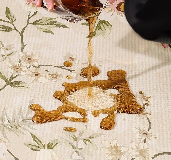 Vintage Floral Area Rug Pink Roses Blue Blooms on Sky Blue Background Romantic - Image 3