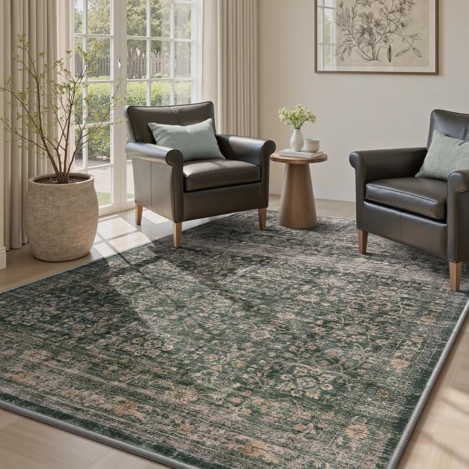 MontVoo-Vintage Area Rug 4X6 Green Rugs by MontVoo
