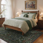 Bavni Floral Dark Green Area Rugs 5x7, Vintage Boho Carpet Machine Washable - Image 3