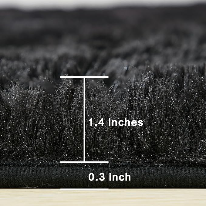 Andency Black Soft Area Rugs for Living Room Bedroom, 4x6 Fluffy Shaggy Bedside - Image 2