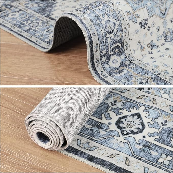 Dripex Runner Rug-2x8 Washable Distressed Hallway Runner Oriental Medallion - Image 6