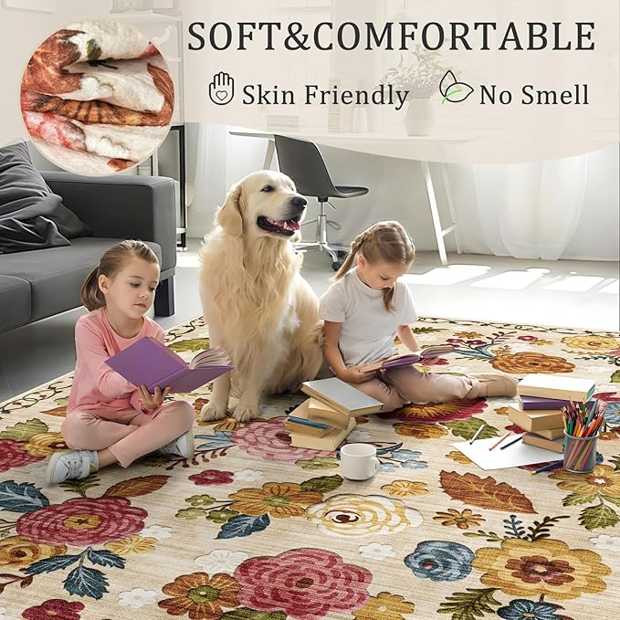 2x3 Machine Washable Area Rug for Entryway, Kids and Pets Friendly for Bedroom - Image 4