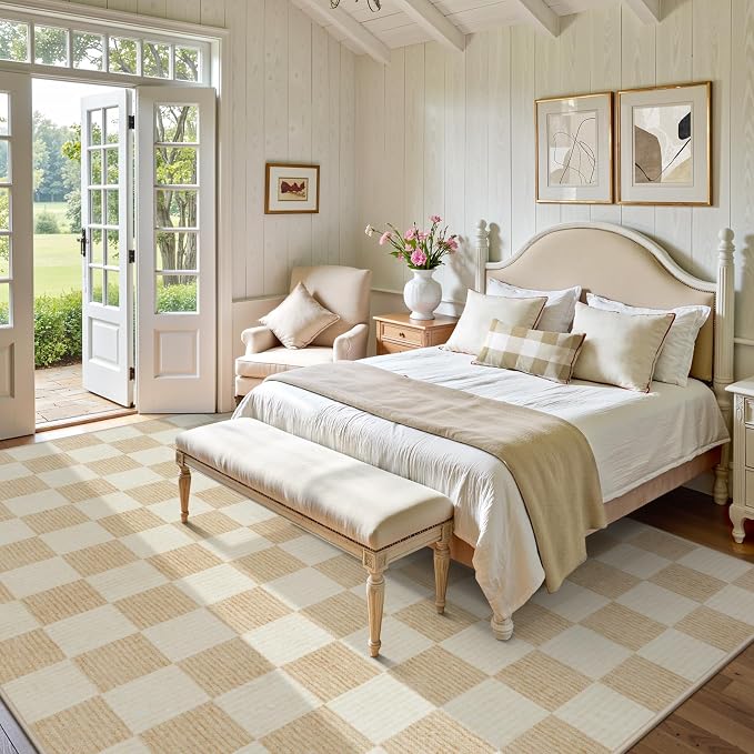 LIVEBOX 8x10 Area Rugs for Living Room, Checkered Non-Slip Washable Rugs - Image 3