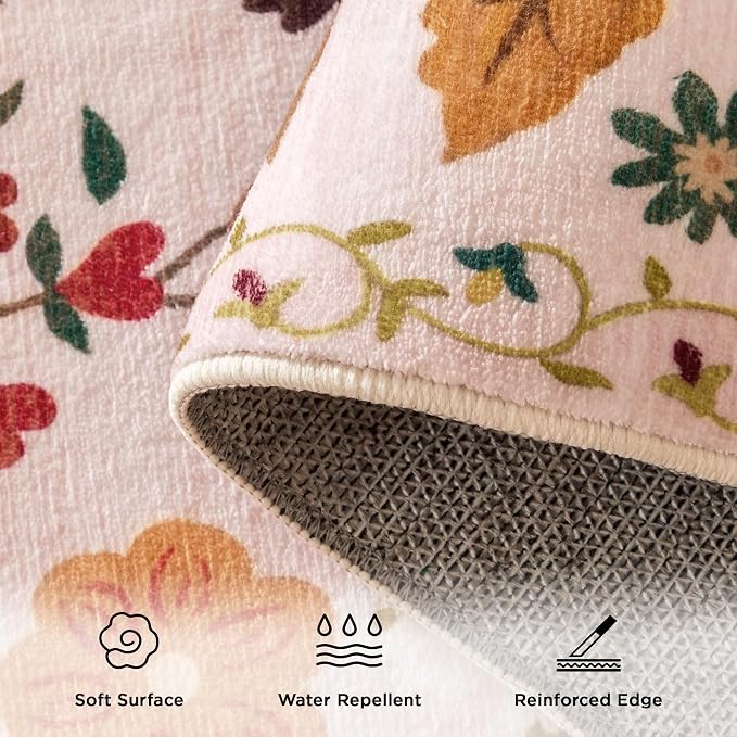 2x3 Washable Rug for Entryway, Floral Soft Small Area Rug, Non Slip Doormat - Image 6