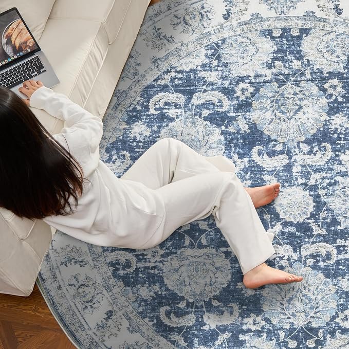 jinchan Fiora Round Rug 5ft Area Rug - Image 6
